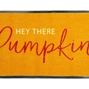 Pearhead Hey There Pumpkin Welcome Mat, Nonslip Rubber Backing Doormat, Outdoor and Indoor Entry Door Mat, Fall Home Dećor Accessory, Orange