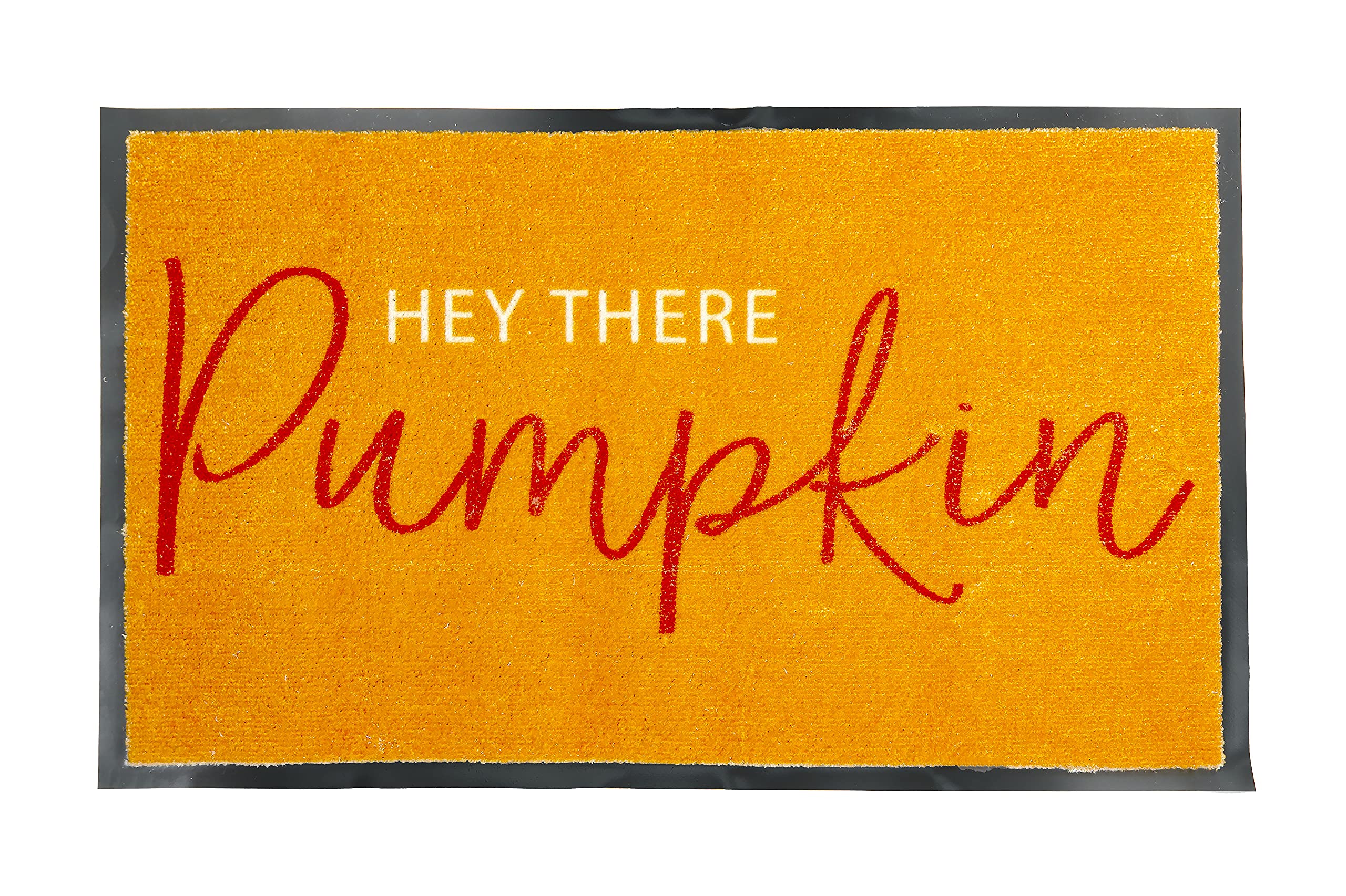 Pearhead Hey There Pumpkin Welcome Mat, Nonslip Rubber Backing Doormat, Outdoor and Indoor Entry Door Mat, Fall Home Dećor Accessory, Orange