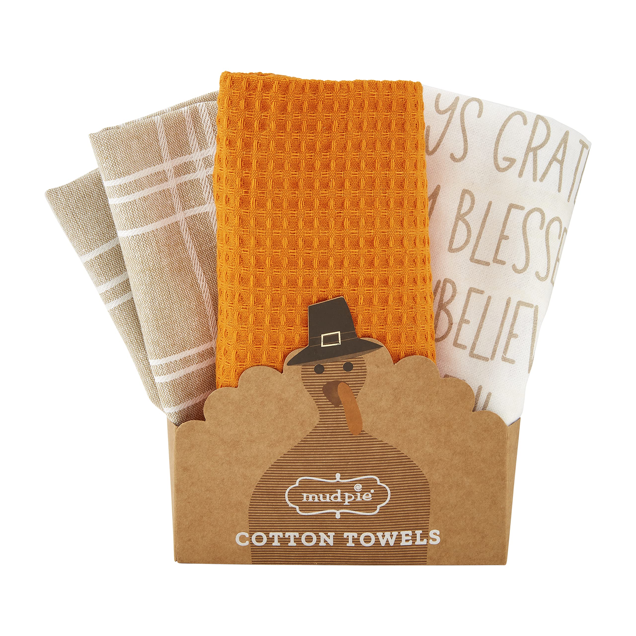 Mud Pie Fall Set of 3 Towels, Always Thankful, 26" x 16.5"