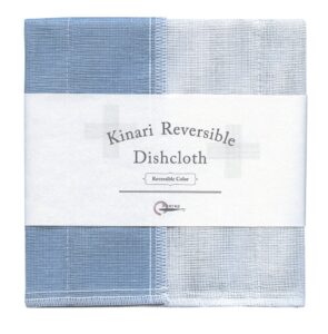 ippinka nawrap kinari reversible dishcloth, made in japan, 6 ply, durable and absorbent, 13.5 x 13.5 inches - aqua x natural white