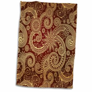 3d rose pattern print burgundy and gold twl_212005_1 towel, 15" x 22", multicolor