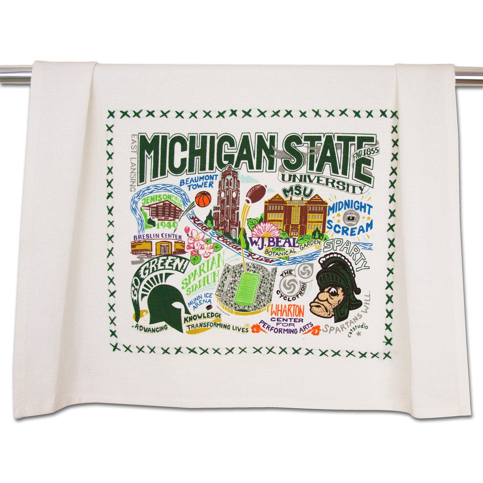 Catstudio Dish Towel, Michigan State University Spartans Hand Towel - Collegiate Kitchen Towel for Michigan State Fans for Students, Graduation, Parents and Alums