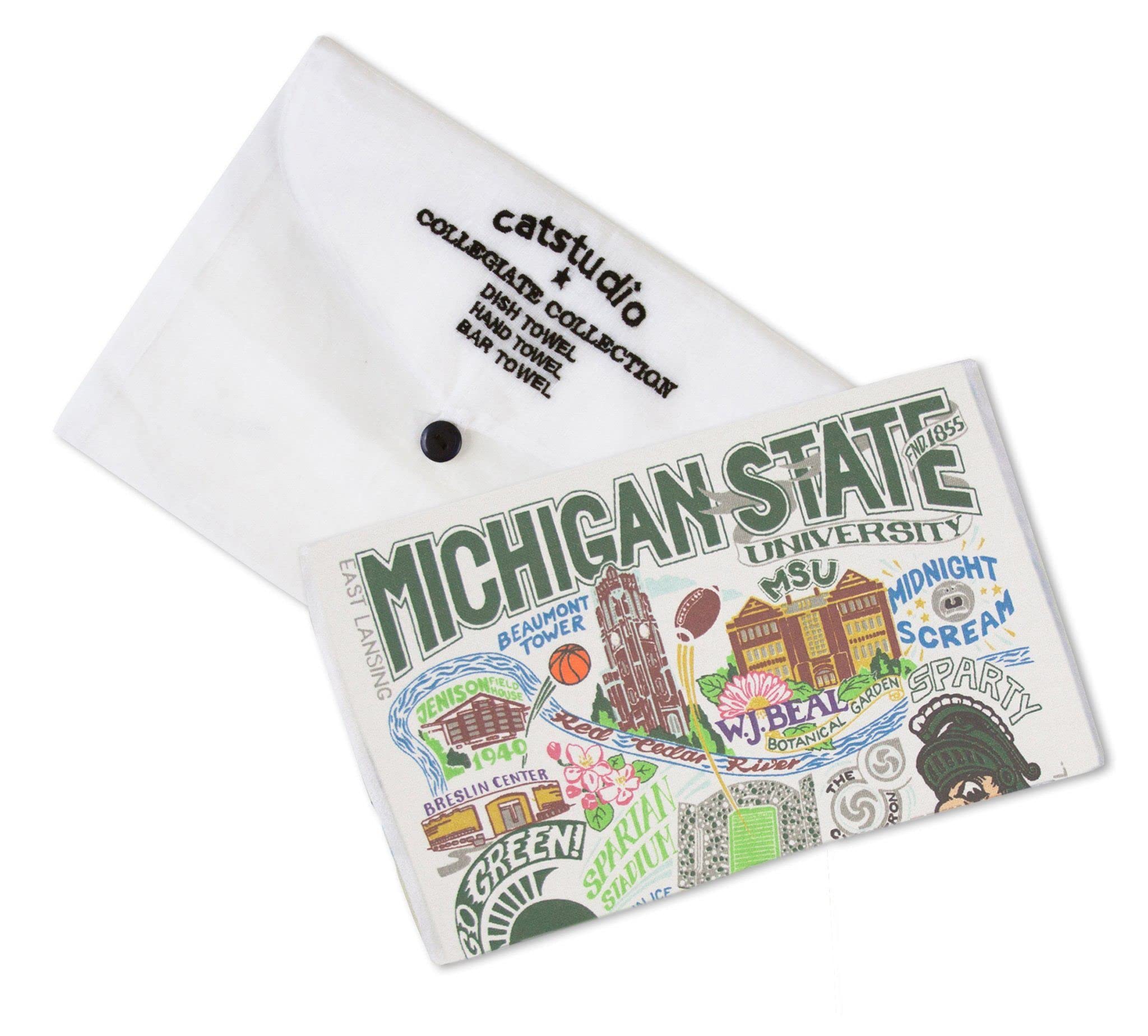 Catstudio Dish Towel, Michigan State University Spartans Hand Towel - Collegiate Kitchen Towel for Michigan State Fans for Students, Graduation, Parents and Alums