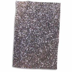 3d rose silver faux glitter-photo of glittery texture-metallic sparkly bling-diva glam sequins glamor hand/sports towel, 15 x 22