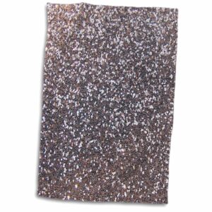 3D Rose Silver Faux Glitter-Photo of Glittery Texture-Metallic Sparkly Bling-Diva Glam Sequins Glamor Hand/Sports Towel, 15 x 22