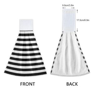 JSTEL Striped Dish Towels for Drying Dishes,Black White Stripe Kitchen Cloth Hanging Dish Towels Absorbent Hanging Towel Thick Hand Dry Towel