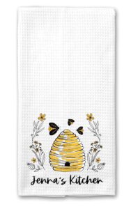 studio 9thirty3 personalized bee hive kitchen dish towel, personalized kitchen gift, gift for her, stocking stuffer, hostess gift