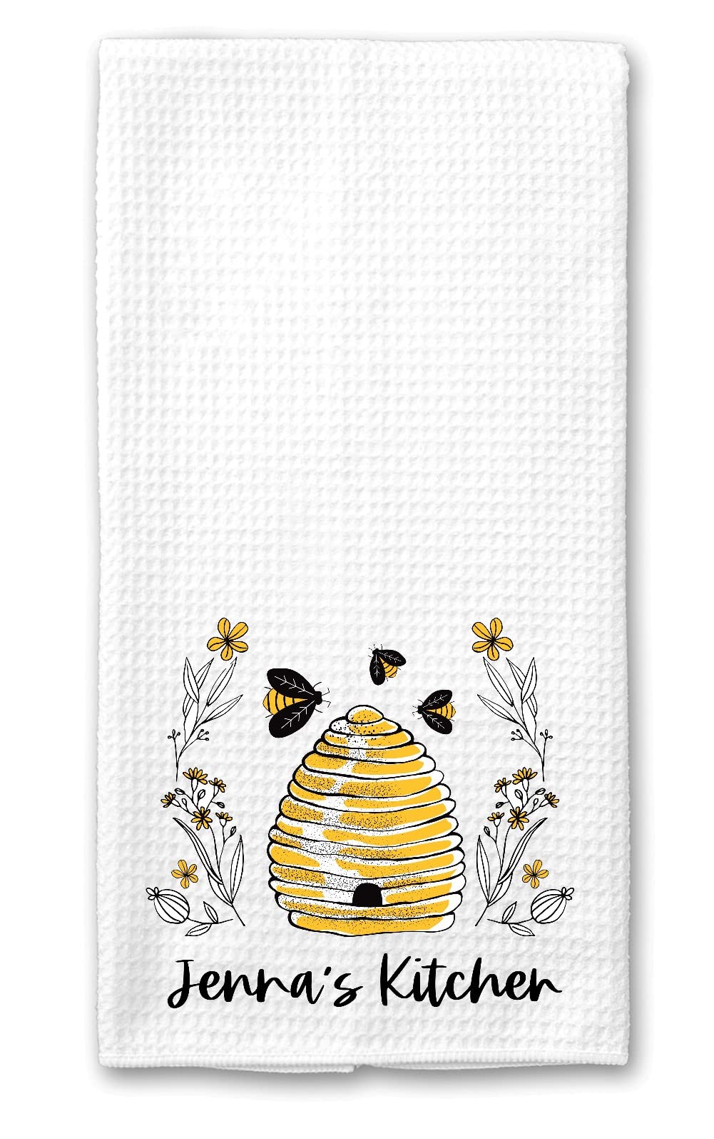 Studio 9Thirty3 Personalized Bee Hive Kitchen Dish Towel, Personalized Kitchen Gift, Gift for Her, Stocking Stuffer, Hostess Gift