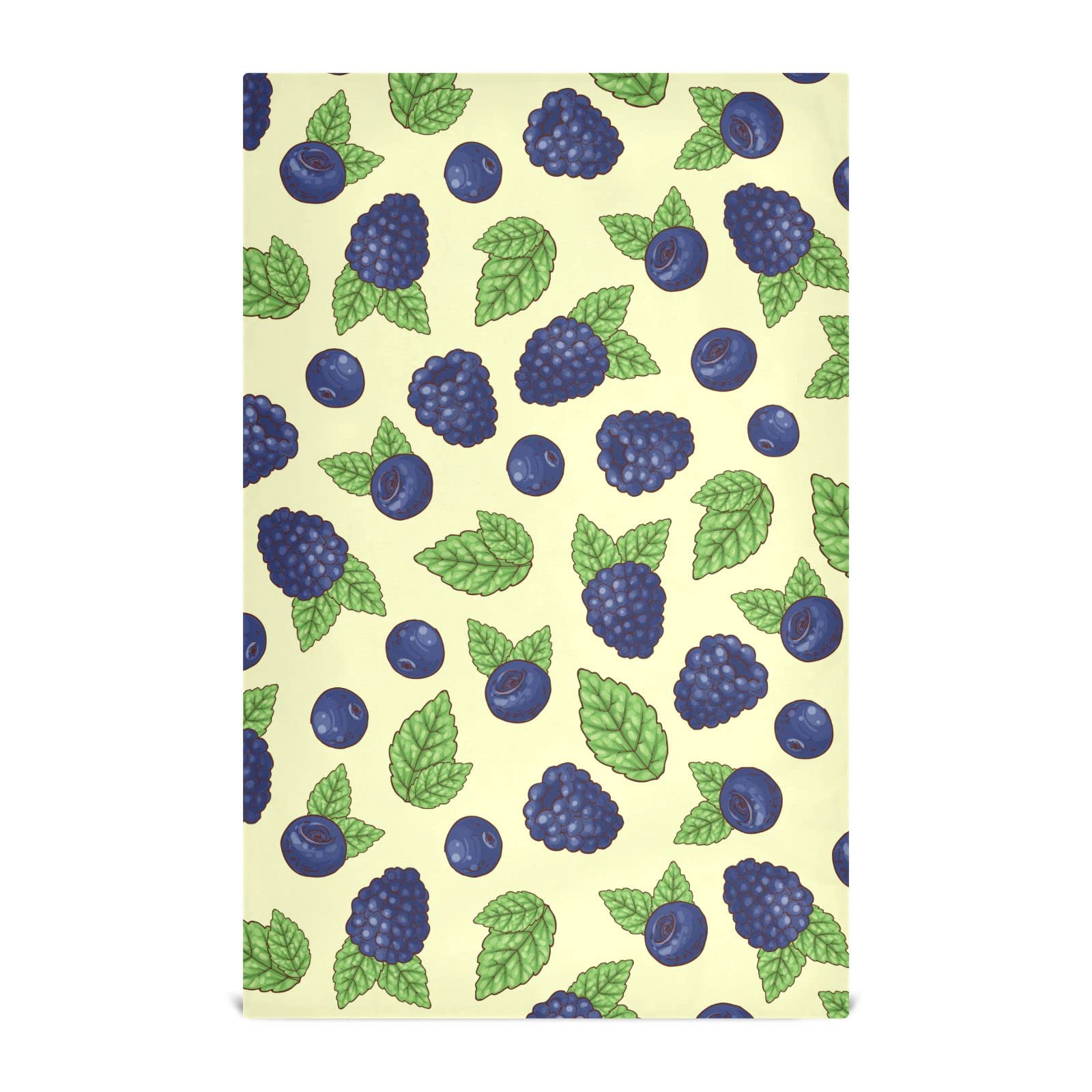 Summer Fruits Blueberry Kitchen Towel Set Fresh Grape Leaves Green Dish Towel Set of 1 Tea Towels Large 28''x18'' Multi-Purpose Washing Cloth Home Decorative Lint-Free Dishcloths for Restaurant Hous