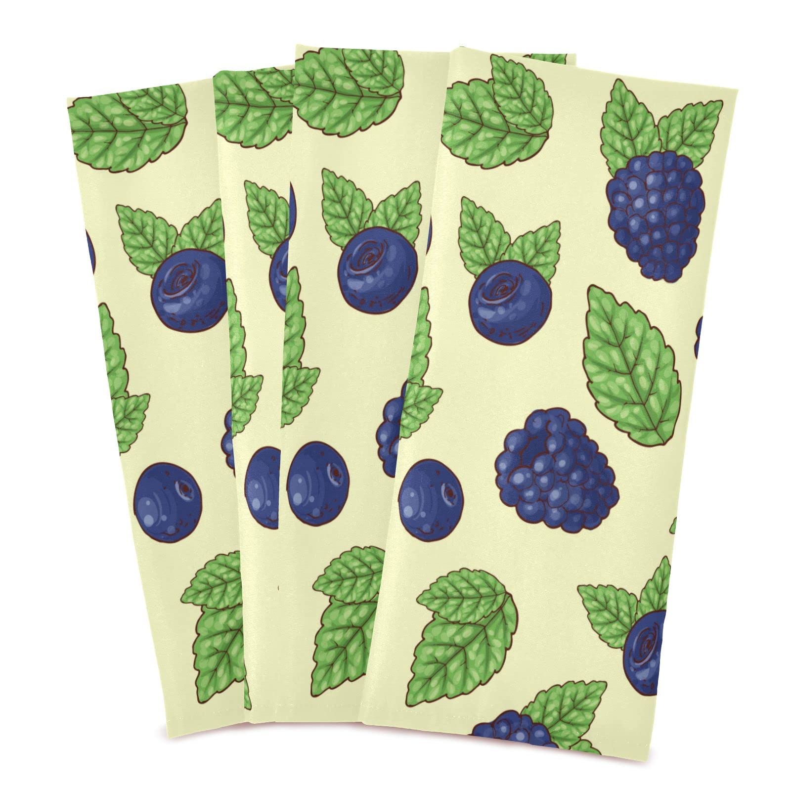 Summer Fruits Blueberry Kitchen Towel Set Fresh Grape Leaves Green Dish Towel Set of 1 Tea Towels Large 28''x18'' Multi-Purpose Washing Cloth Home Decorative Lint-Free Dishcloths for Restaurant Hous