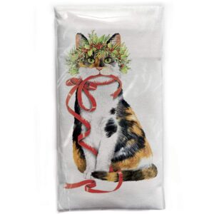 mary lake-thompson cat with crown cotton flour sack dish towel (bt1607)