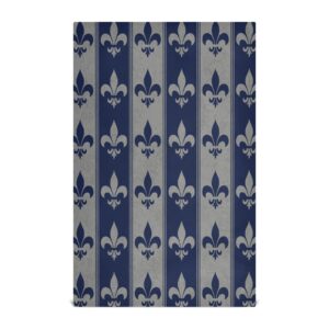 alaza navy blue and gray fleur de lis kitchen towels absorbent dish towels soft wash clothes for drying dishes cleaning towels for home decorations set of 6, 28 x 18 inch