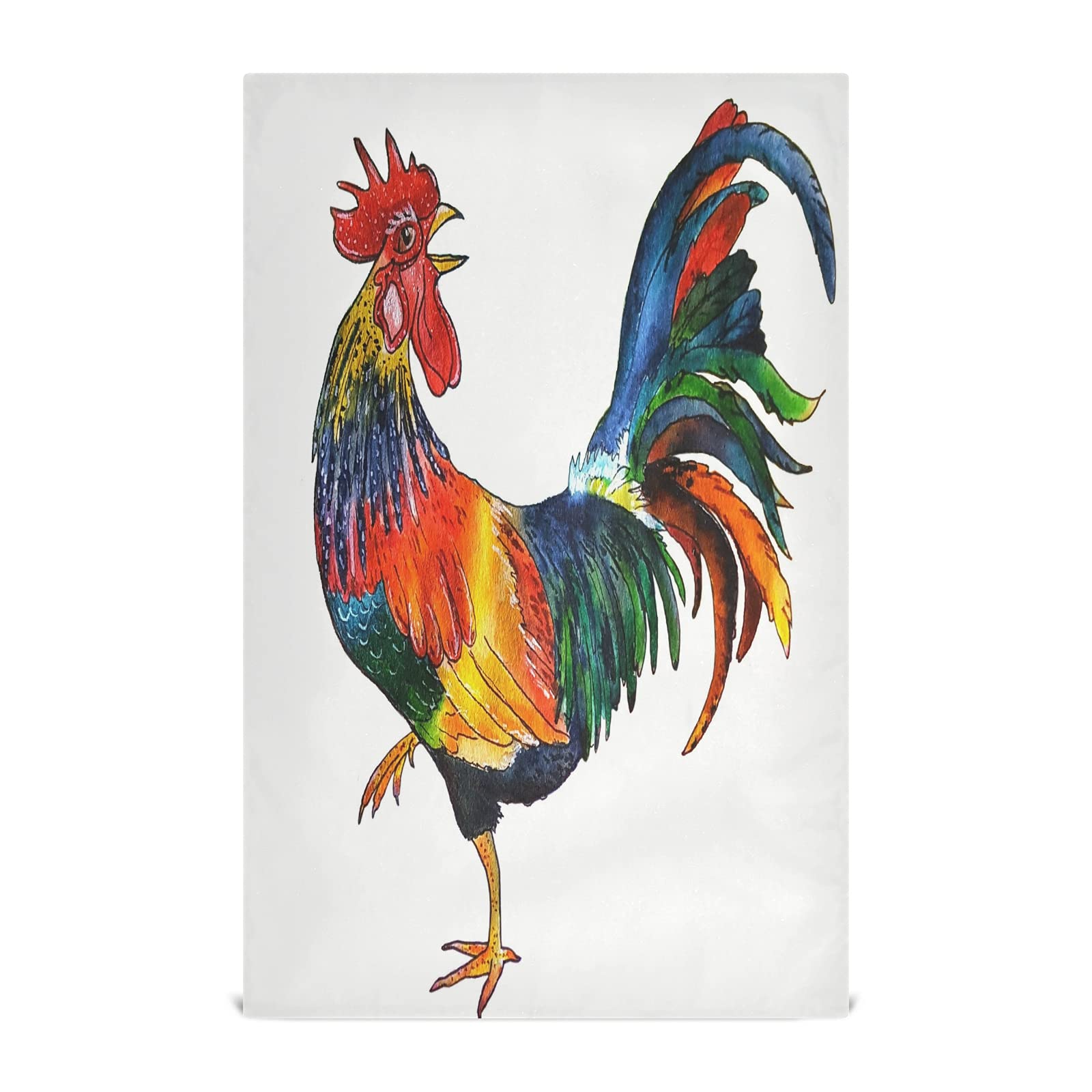 ALAZA Colorful Rooster White Kitchen Towels Dish Bar Tea Towel Dishcloths 1 Pack Super Absorbent Soft 18 x 28 inches