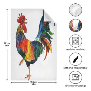 ALAZA Colorful Rooster White Kitchen Towels Dish Bar Tea Towel Dishcloths 1 Pack Super Absorbent Soft 18 x 28 inches