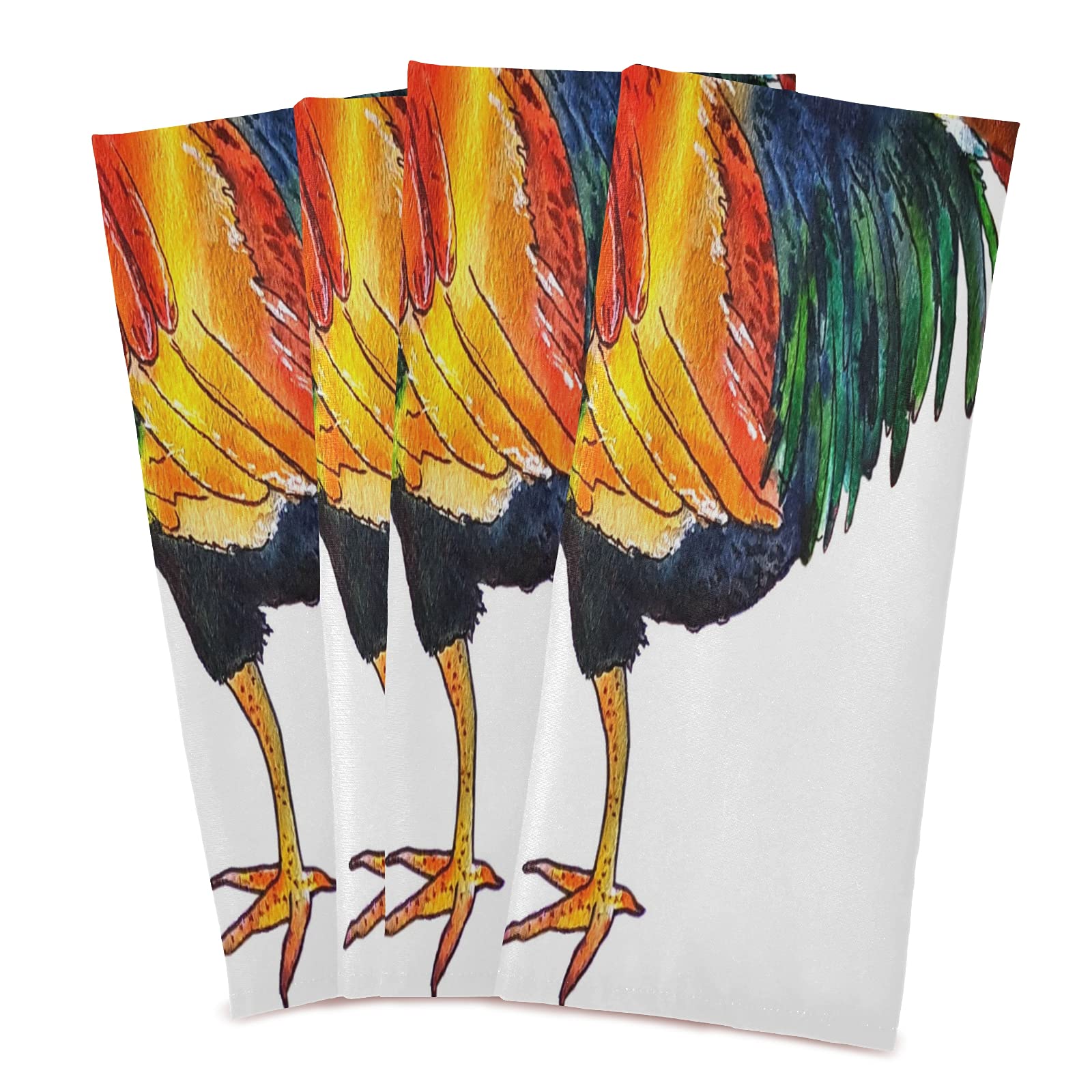 ALAZA Colorful Rooster White Kitchen Towels Dish Bar Tea Towel Dishcloths 1 Pack Super Absorbent Soft 18 x 28 inches