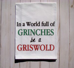grinch griswold christmas tea towel handmade