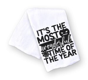 handmade funny kitchen towel - 100% cotton autumn it's the most wonderful time of the year kitchen towel - 28x28 inch for chef housewarming pumpkin birthday gift (it's the most wonderful time...)