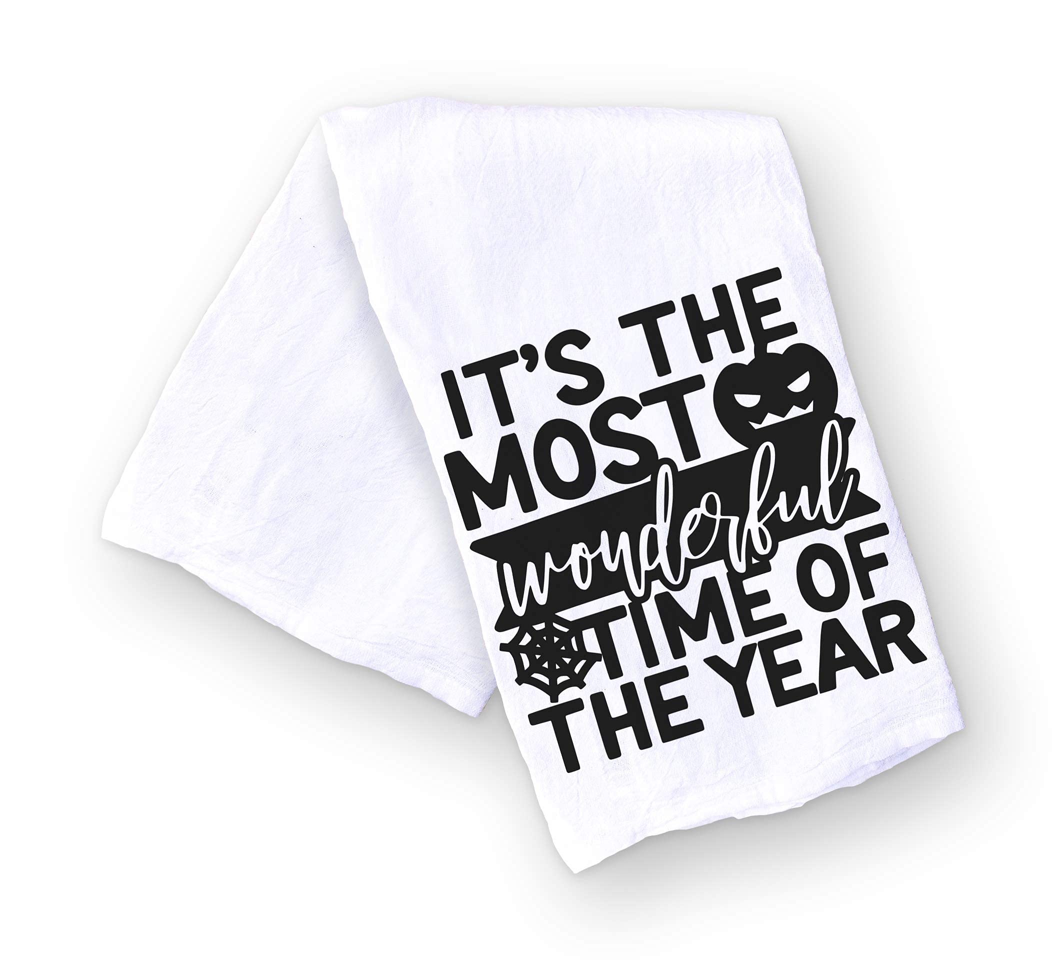 Handmade Funny Kitchen Towel - 100% Cotton Autumn It's The Most Wonderful Time of the Year Kitchen Towel - 28x28 Inch for Chef Housewarming Pumpkin Birthday Gift (It's the Most Wonderful Time...)