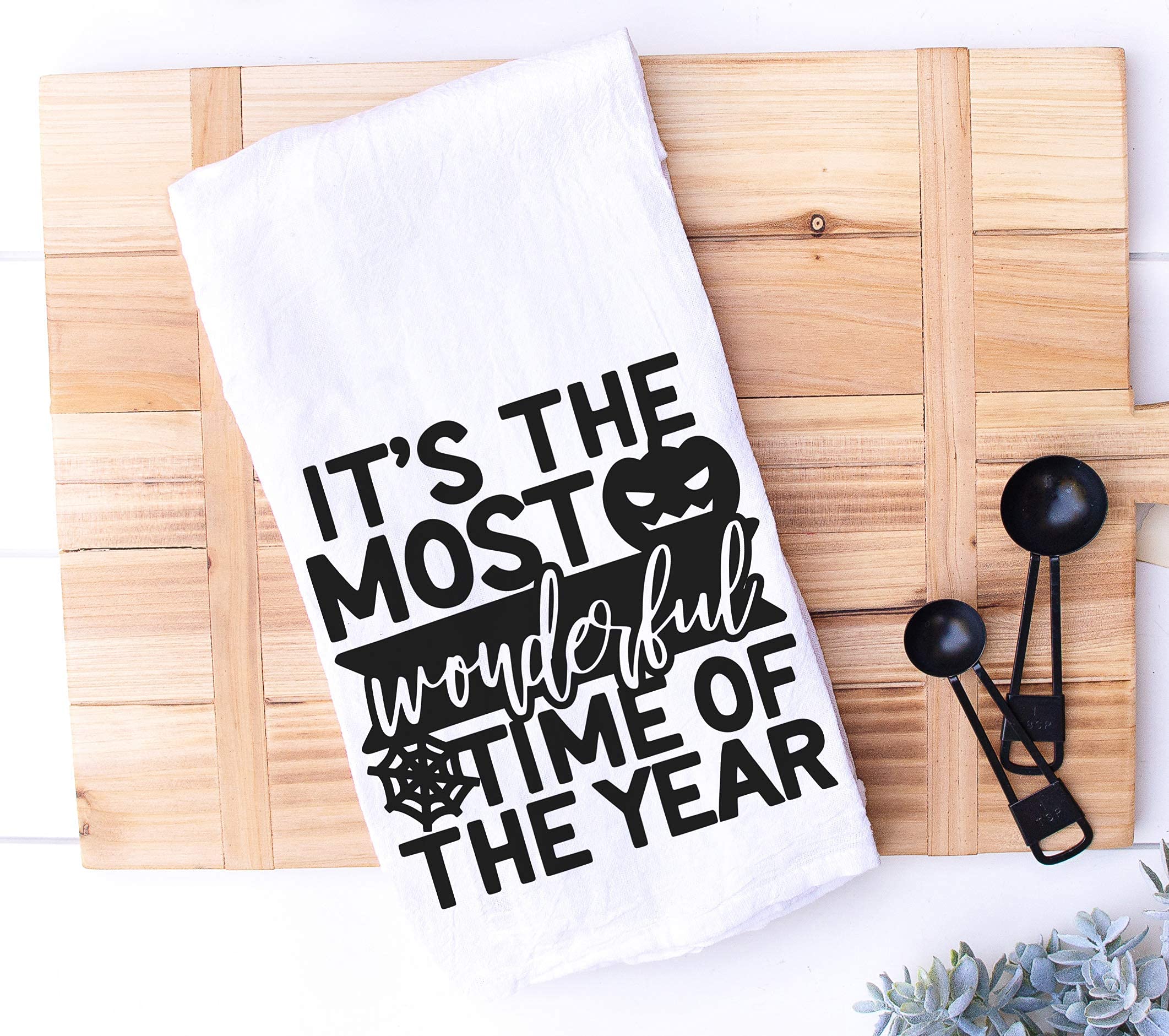 Handmade Funny Kitchen Towel - 100% Cotton Autumn It's The Most Wonderful Time of the Year Kitchen Towel - 28x28 Inch for Chef Housewarming Pumpkin Birthday Gift (It's the Most Wonderful Time...)