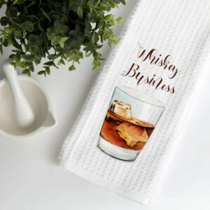 whiskey business dish towel scotch burbon lovers gift for whiskey lovers dad mom grandpa kitchen decor waffle weave 16x24