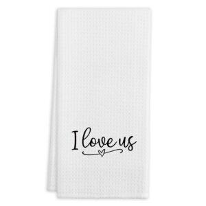 i love us love quote kitchen towels tea towels, 16 x 24 inches cotton modern dish towels dishcloths, dish cloth flour sack hand towel for farmhouse kitchen bathroom decor,valentine's day couples gifts