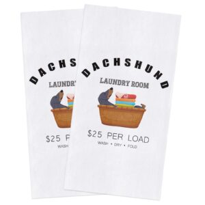 warm tour kitchen towel dish towels dog dachshund basket clothes on white,soft absorbent dish cloth quick drying cleaning cloth funny animal laundry,durable dish cloths hand towel 2 pack