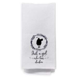 negiga just a girl who loves chicken dish cloths towels 24x16 inch,farmhouse chicken silhouette decor decorative dish hand towels for kitchen bathroom,chicken towels for kitchen,chicken lover gifts