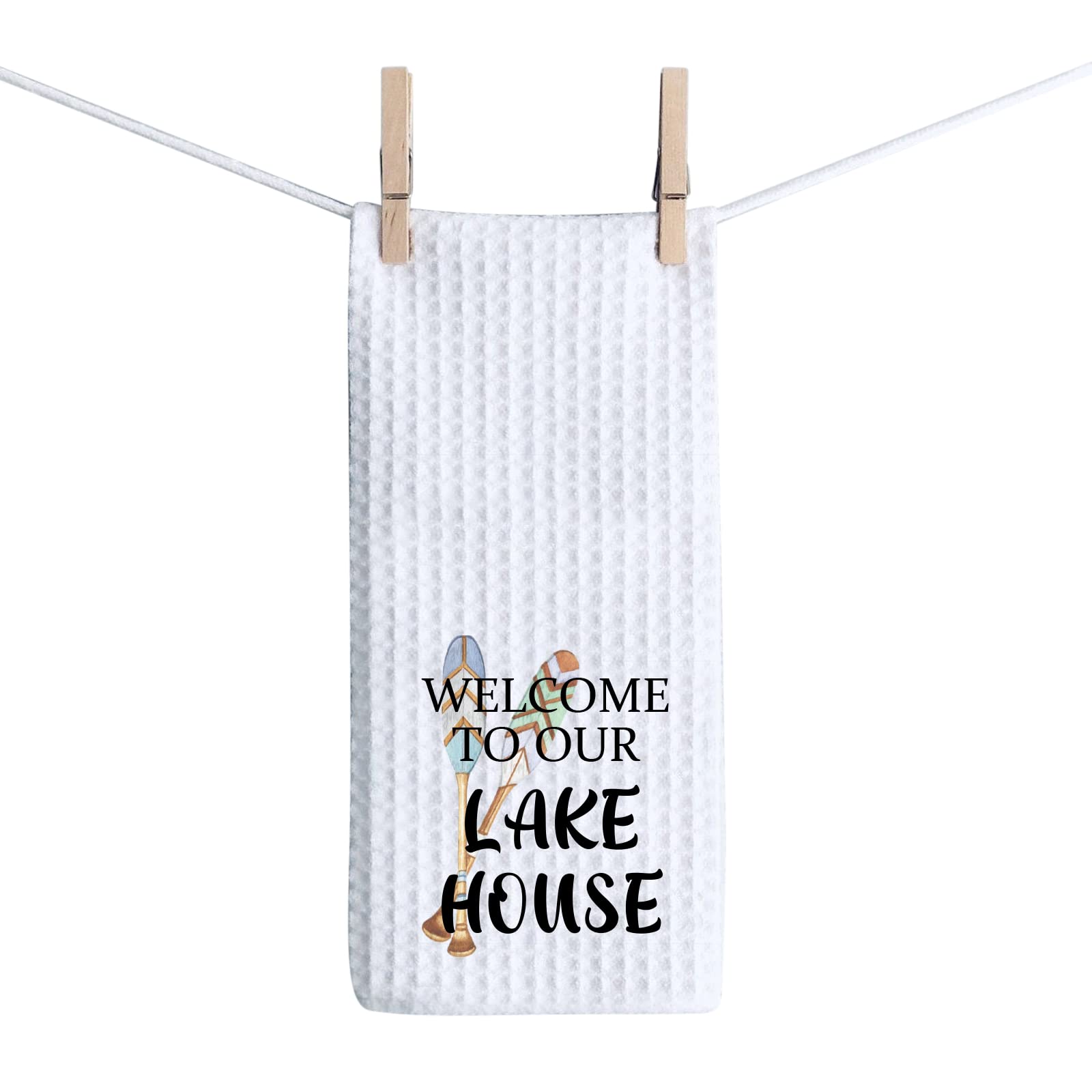 ZJXHPO Lake House Gift Welcome to Our Lake House Kitchen Towel Lake House Dish Towel Housewarming Gift Lake House Decor (Lake House Towel)