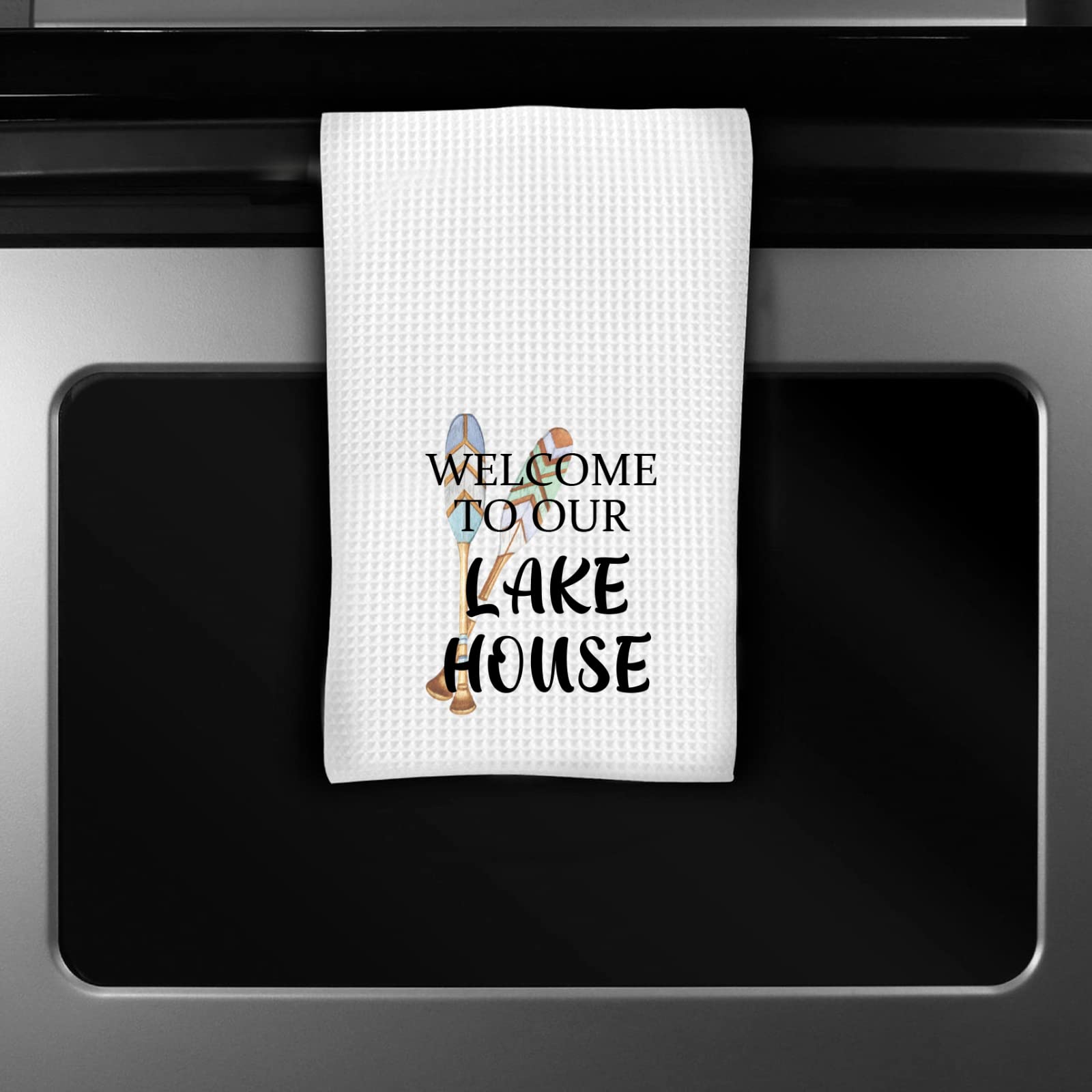 ZJXHPO Lake House Gift Welcome to Our Lake House Kitchen Towel Lake House Dish Towel Housewarming Gift Lake House Decor (Lake House Towel)