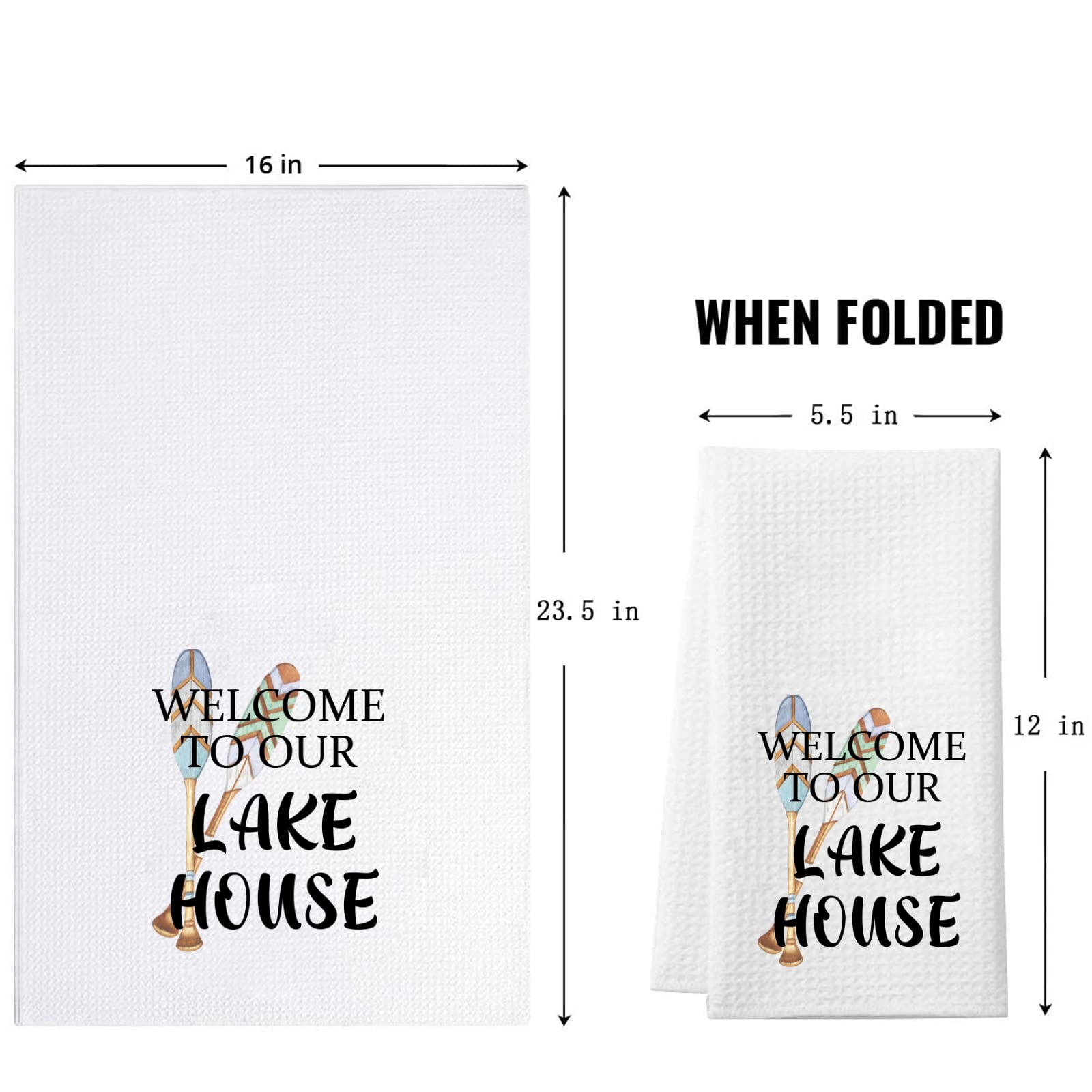 ZJXHPO Lake House Gift Welcome to Our Lake House Kitchen Towel Lake House Dish Towel Housewarming Gift Lake House Decor (Lake House Towel)