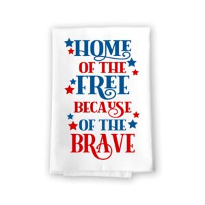 honey dew gifts kitchen towels, home of the free because of the brave, 27 inch by 27 inch, 100% cotton, multi-purpose flour sack towels, home décor, housewarming, fourth of july gifts…