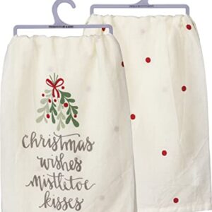 Primitives by Kathy Decorative Kitchen Towel - Christmas Wishes Mistletoe Kisses