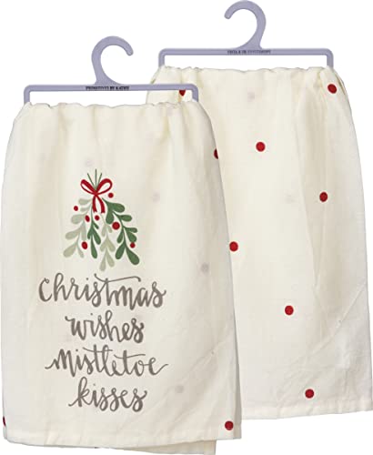 Primitives by Kathy Decorative Kitchen Towel - Christmas Wishes Mistletoe Kisses