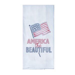 kay dee designs america the beautiful patriotic embroidered flour sack kitchen towel, 17.5" x 28", various