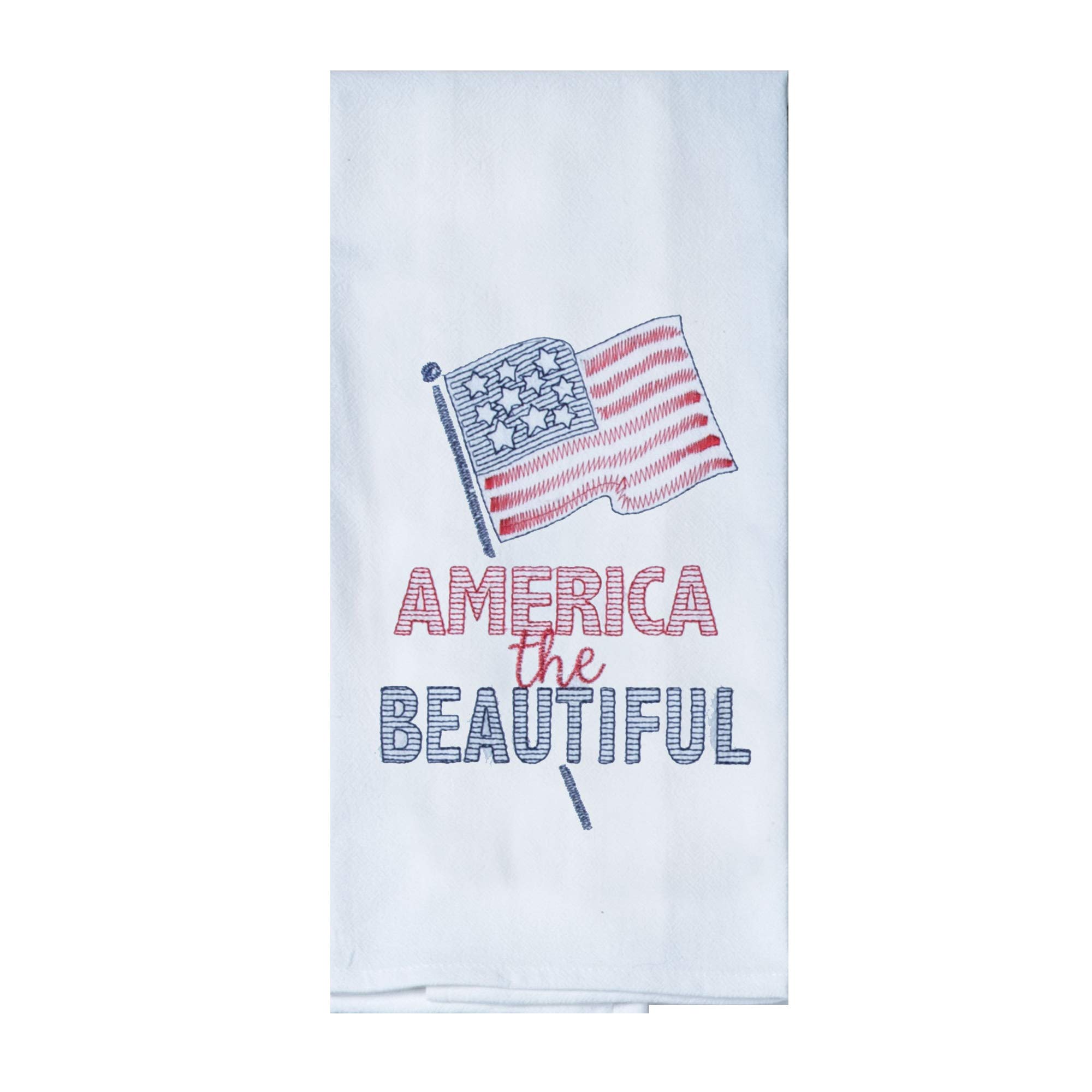 Kay Dee Designs America The Beautiful Patriotic Embroidered Flour Sack Kitchen Towel, 17.5" x 28", Various