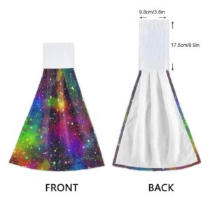 ALAZA Colorful Galaxy Kitchen Towels Tea Towels Dish Towels with Hanging Loop 2 Pack