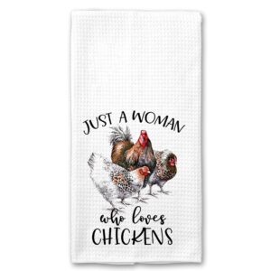 just a woman who loves chickens microfiber farm tea towel kitchen linen