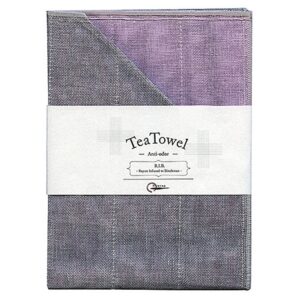 nawrap charcoal-infused tea towel, lavender x binchotan gray, naturally anti-odor