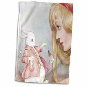 3drose ps vintage - alice in wonderland with rabbit vintage art - towels (twl-164585-1)