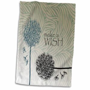 3d rose inspired teal make a wish dandelion flowers twl_63555_1 towel, 15" x 22"