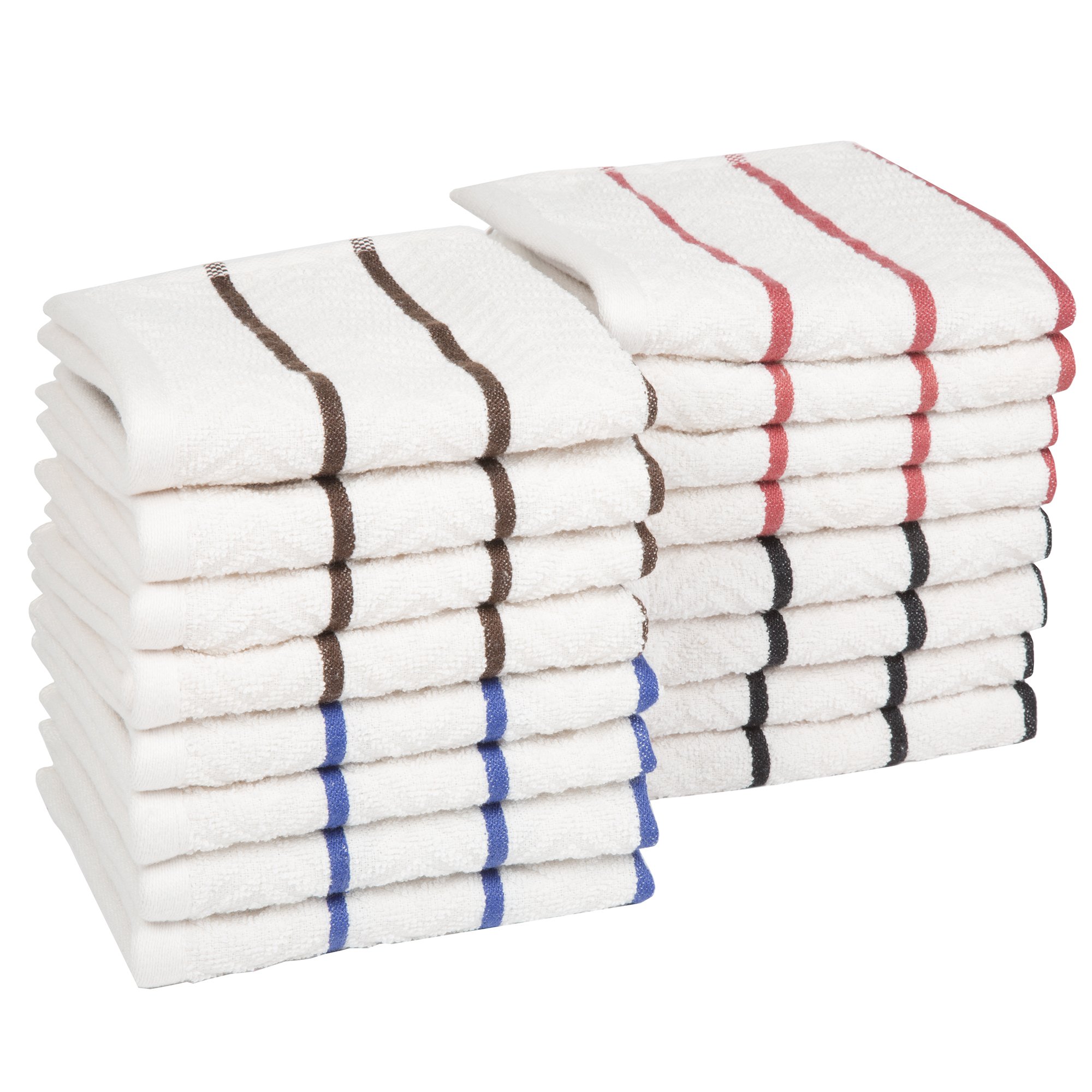 Bedford Home Kitchen Dish Cloth Set, 16-Pack Reusable Kitchen Rag Dish Towels Washcloth for Cleaning and Drying