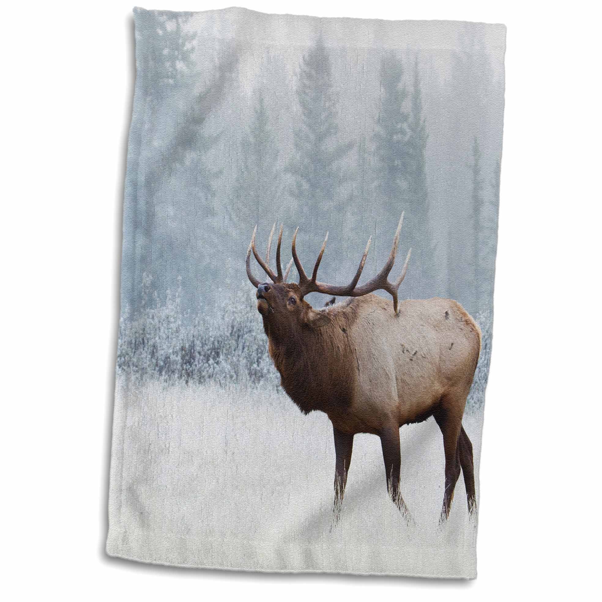 3D Rose Bull Elk Bugling Hand Towel, 15" x 22"