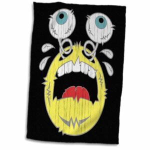 3d rose emoticon distressed image freakin crying gray lineart on black twl_173494_1 towel, 15" x 22", white