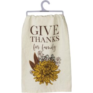primitives by kathy cotton kitchen dish towel | give thanks for family