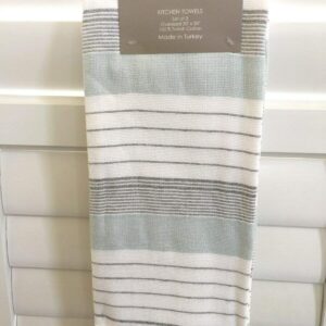 Ladinne Kitchen Towels 3X Set Oversized 20"x30" White Gray GreenMade in Turkey