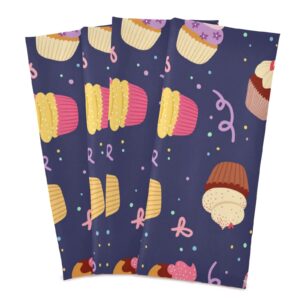 Bolaz Cute Little Cupcakes Kitchen Towel, Dish Towels Quick Drying Tea Towels Absorbent Hand Towels for Kitchen Sink Dinner Table 28 x 18 Inches, Set of 6