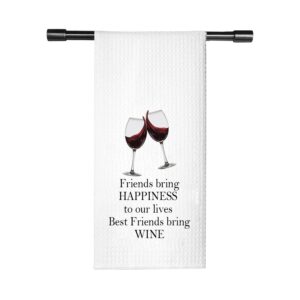 funny wine friend gift best friends bring wine kitchen towel dish towel (friends bring wine towel)