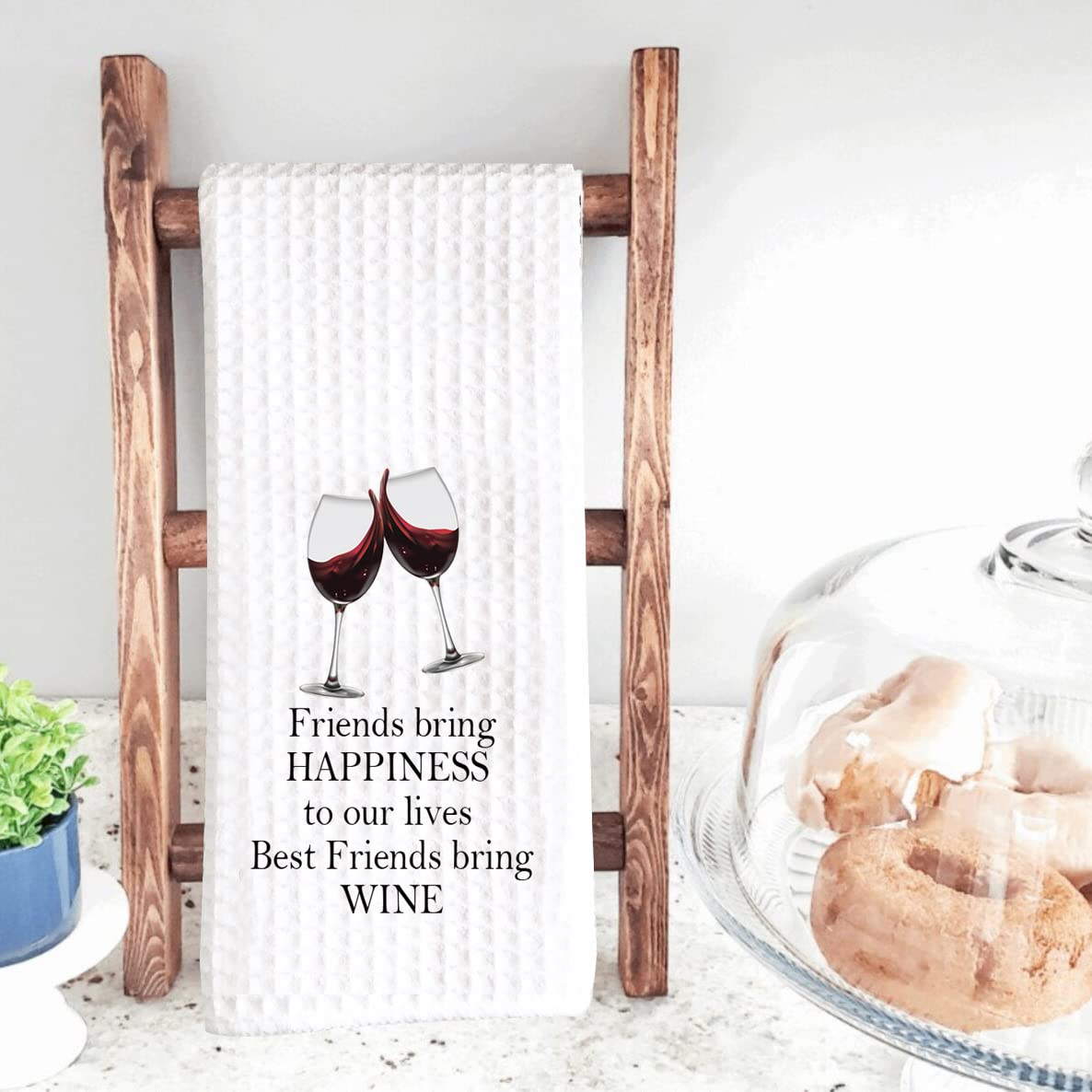 Funny Wine Friend Gift Best Friends Bring Wine Kitchen Towel Dish Towel (Friends Bring Wine Towel)