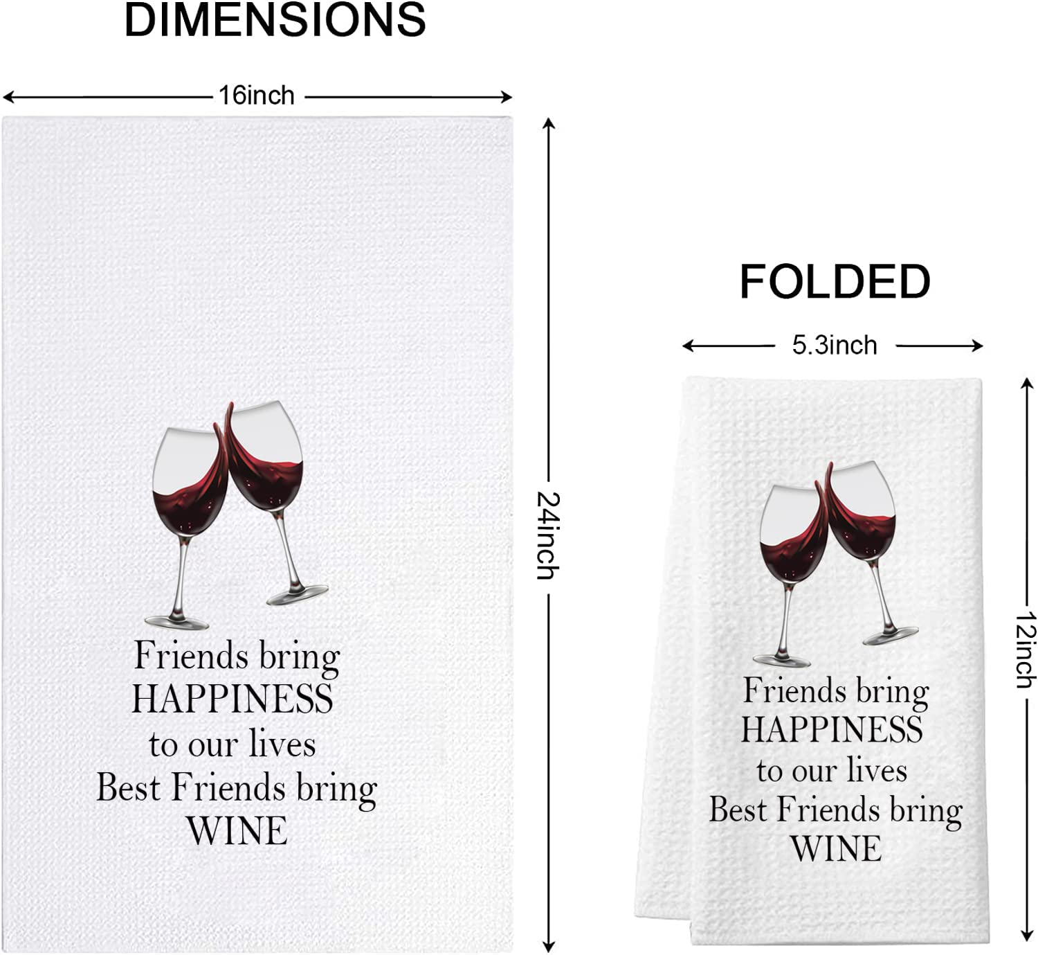 Funny Wine Friend Gift Best Friends Bring Wine Kitchen Towel Dish Towel (Friends Bring Wine Towel)