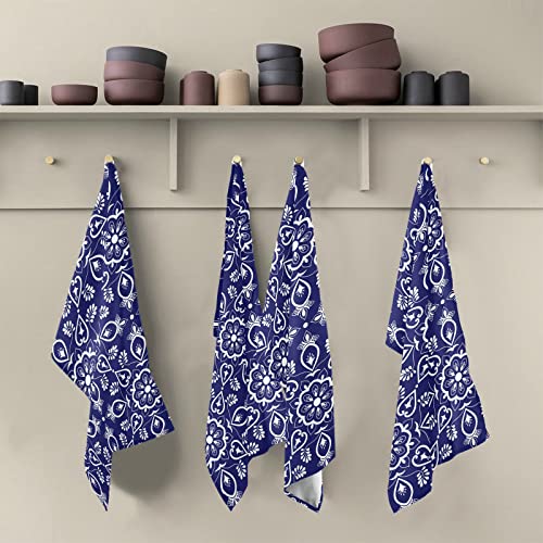 Qilmy Mexican Talavera Kitchen Dish Towel Set of 6, Soft Absorbent Dish Cloths Decorative Tea Bar Drying Towels, 18 x 28 Inch